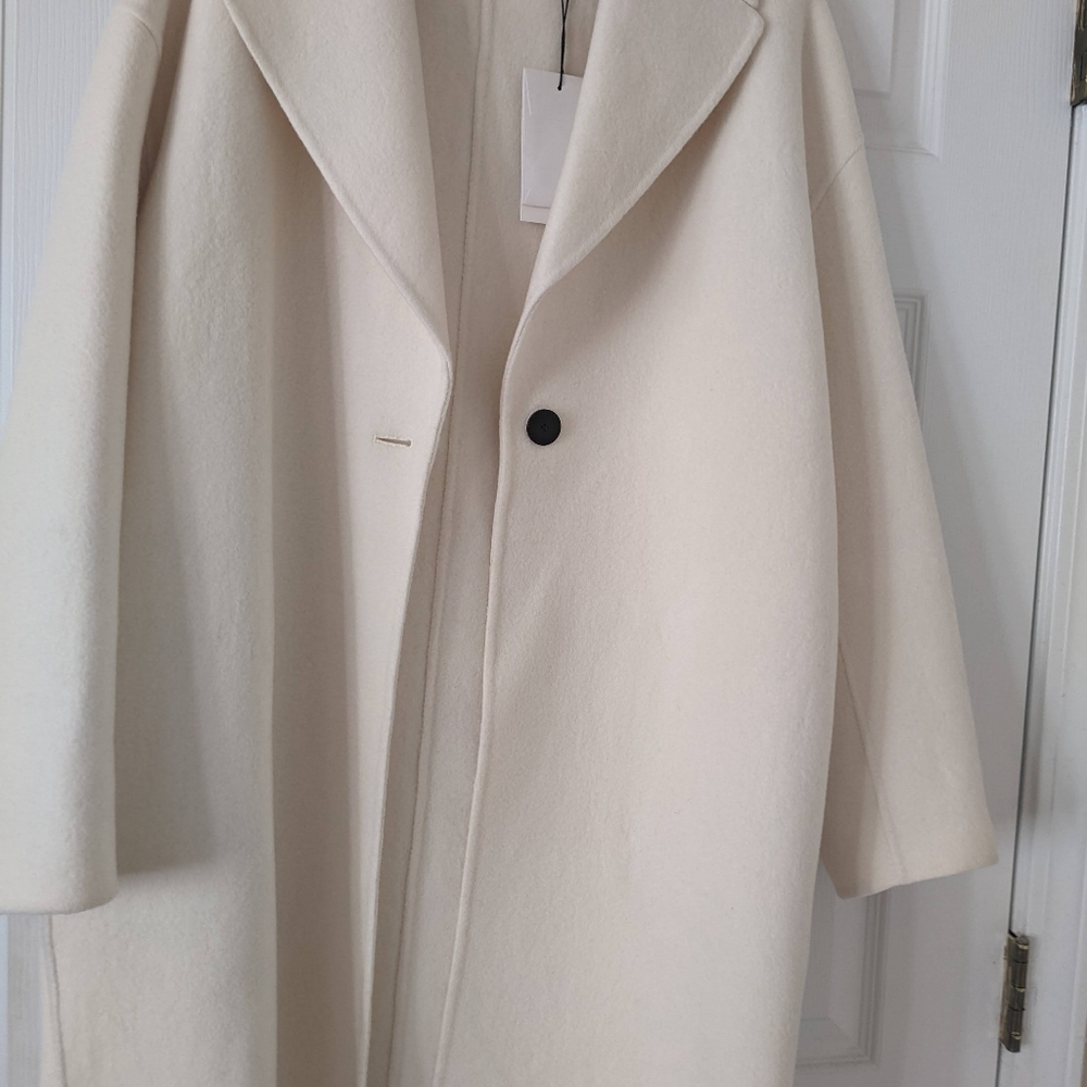 Theory easy town coat size Medium ivory. Cream wool, cashmere